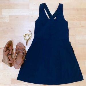 Theory Fit and Flare Dark Blue Dress